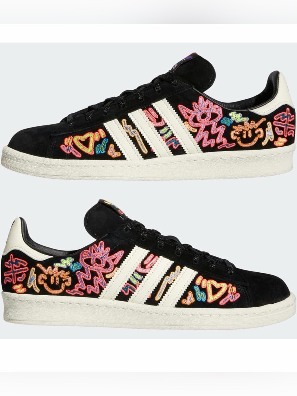 Adidas Men’s Pride Pack 2022 Campus 80 sneakers Black and Neon
